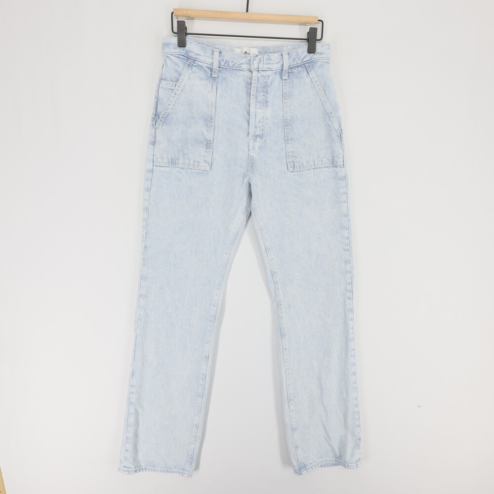 7 For All Mankind Easy Straight Jeans Womens 26 Blue Light Wash Patch Pocket